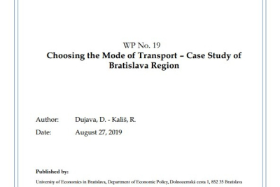 WP No. 19 Choosing the Mode of Transport – Case Study of Bratislava Region