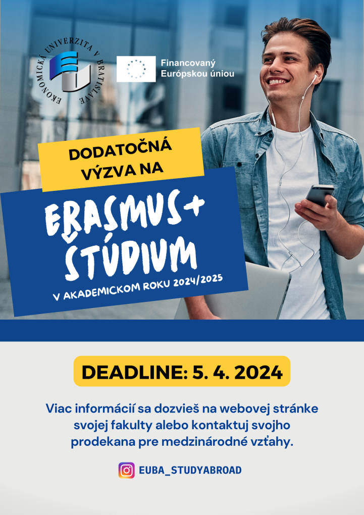 Dodatočná výzva Erasmus+ štúdium v akademickom roku 2024/2025