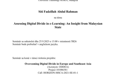 POZVÁNKA NA VÝSKUMNÝ SEMINÁR