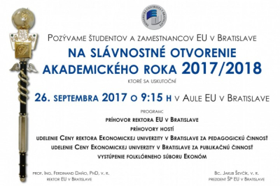 Pozvánka na Slávnostné otvorenie akademického roka 2017/2018