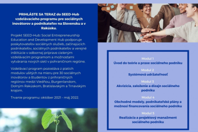 SEED-Hub vzdelávací program pre sociálnych inovátorov a podnikateľov na Slovensku a v Rakúsku