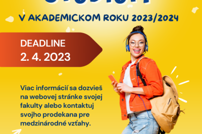 Dodatočná výzva Erasmus+ štúdium v akademickom roku 2023/2024