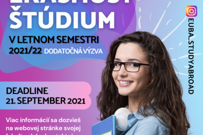 Dodatočná výzva Erasmus+ štúdium v letnom semestri 2021/2022