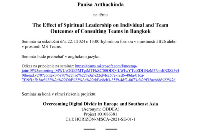 POZVÁNKA NA VÝSKUMNÝ SEMINÁR