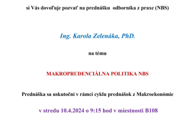 Pozvánka na prednášku odborníka z praxe