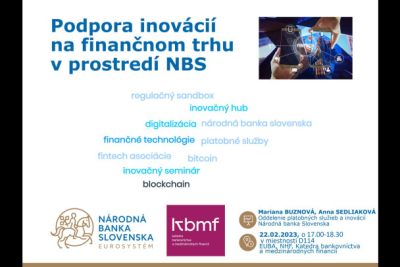 Cyklus stretnutí k predmetu Finančné inovácie a digitalizácia