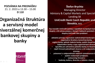 Pozývame Vás na prednášku z predmetu Operácie komerčných bánk