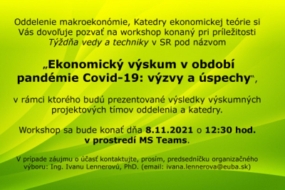 Pozvánka na workshop konaný pri príležitosti Týždňa vedy a techniky