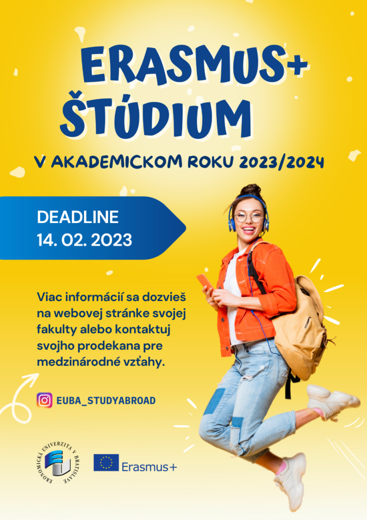 Výzva na študijné pobyty v rámci Erasmus+ na akademický rok 2023/2024