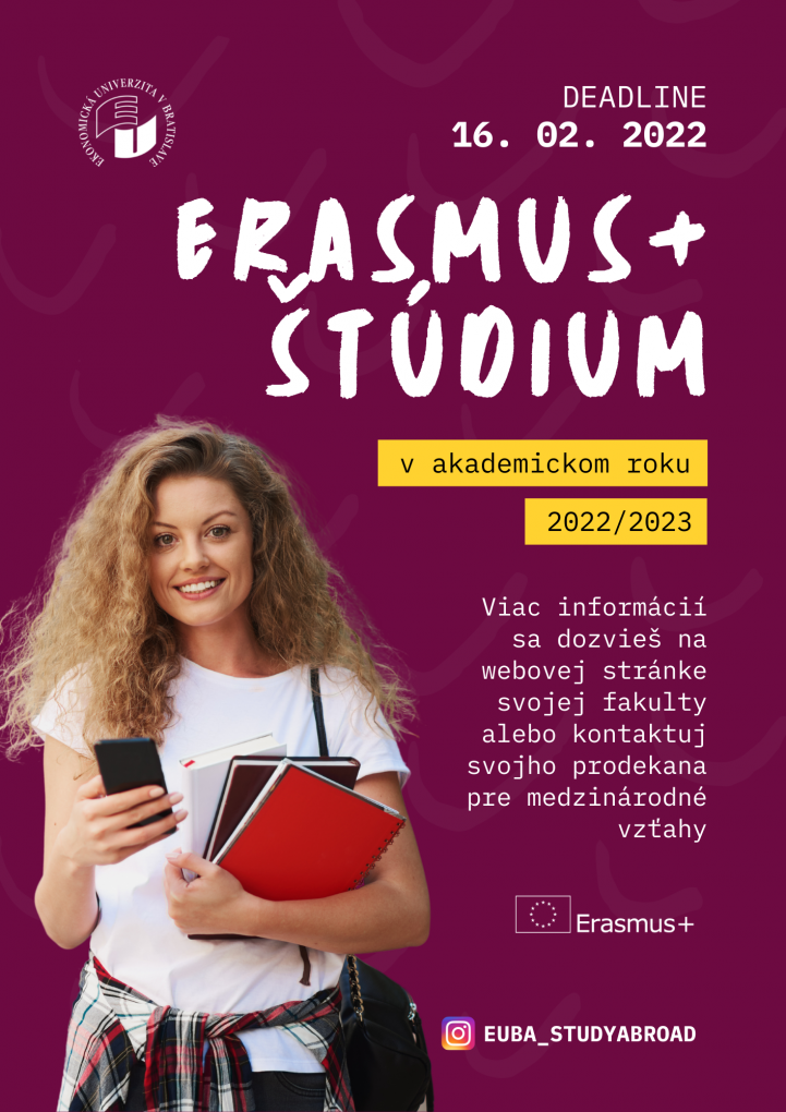 Výzva na študijné pobyty v rámci Erasmus+ na akademický rok 2022/2023